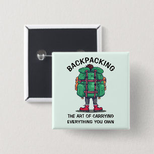 Lustiger Rucksacktourist Button