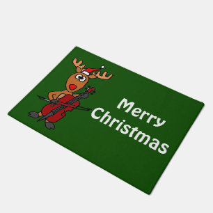 Lustiger Rudolph, der Cello-Weihnachtsfußmatte Fußmatte