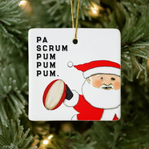 Lustiger Rugby-Schlagzeuger-Junge Keramikornament