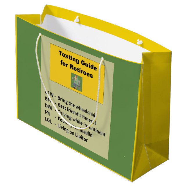 Lustiger Ruhestand Große Geschenktüte (Rückseite Schrägansicht)