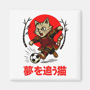 Lustiger Samurai-Katzen-Fußball - Für Kühlschrank Magnet