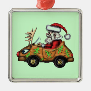 Lustiger Sankt-Fahrer auf Silbernes Ornament