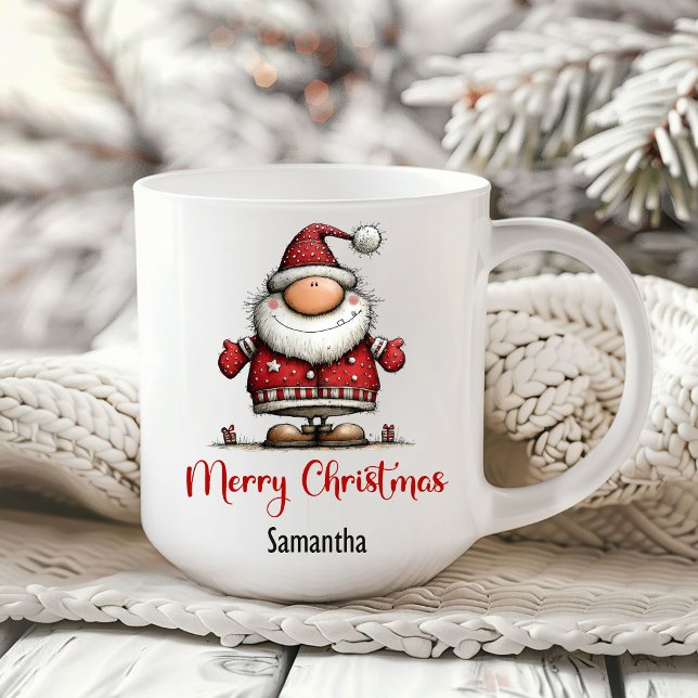 Lustiger Santa Claus Witziger Kaffeebecher Kaffeetasse (Playful Whimsy Santa Claus Funny Coffee Mug)