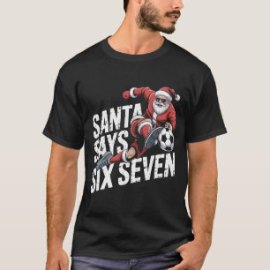 Lustiger Santa-Fußball-Tritt-Ball-Grafik-T-Shirt   T-Shirt