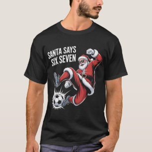 Lustiger Santa-Fußball-Tritt-Ball-Grafik-T-Shirt   T-Shirt