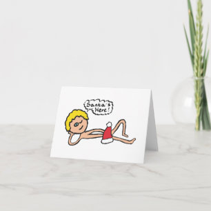 Lustiger Santa ist hier Weihnachts Humor Karte