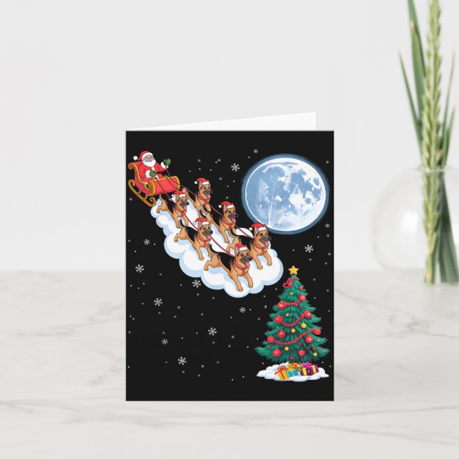 Lustiger Santa reitet auf Deutschem Schäferhund Ba Karte (Vorderseite)