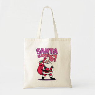 Lustiger Santa sagt sechs sieben Weihnachtsfeierta Tragetasche
