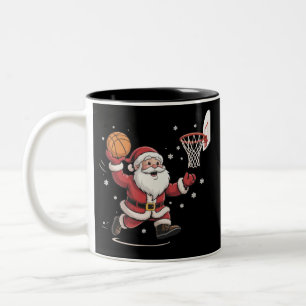 Lustiger Santa spielt Basketball Weihnachtsgeschen Zweifarbige Tasse