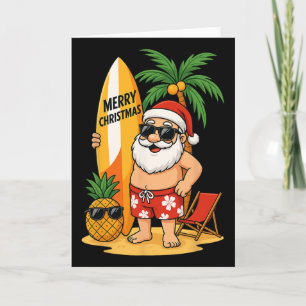 Lustiger Santa surft sommerlichen Strand Weihnacht Karte