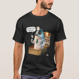 Lustiger Sardinen-Arzt Fisch-ician Cartoon Pun Art T-Shirt
