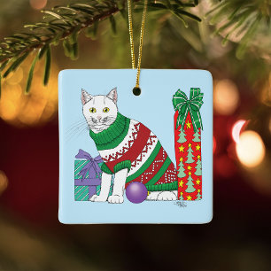 Lustiger sarkastischer hässlicher Weihnachtspullov Keramikornament