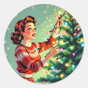 Lustiger sarkastischer Retro-Weihnachtshumor Runder Aufkleber
