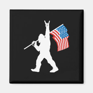 Lustiger Sasquatch Rock And Roll USA-Flagge für Bi Magnet