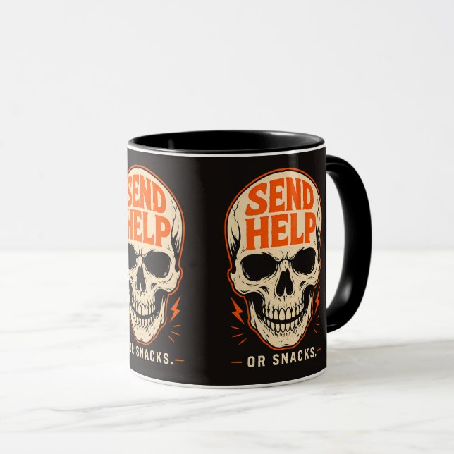 Lustiger Schick Hilfe Oder Snacks Retro-Totenkopf Tasse (VorderseiteRechts)