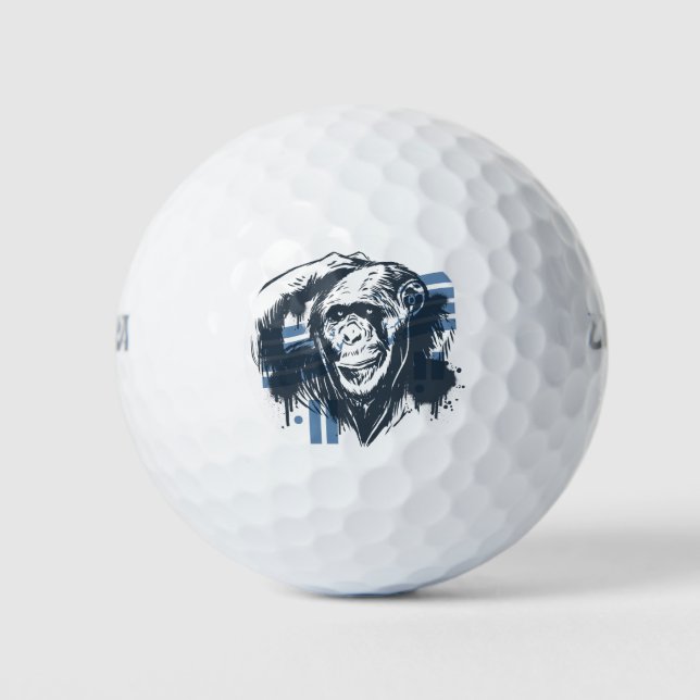Lustiger Schimpanse denkt Golfball (Vorderseite)