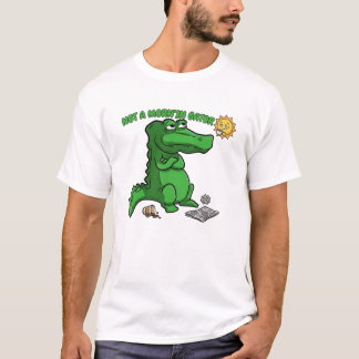 Lustiger schlafender Alligator-Kaffee-Cartoon T-Shirt