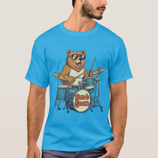 Lustiger Schlagzeuger Bär, geboren um zu grooven T-Shirt
