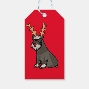 Lustiger Schnauzer mit Ren-Geweih-Weihnachten Geschenkanhänger