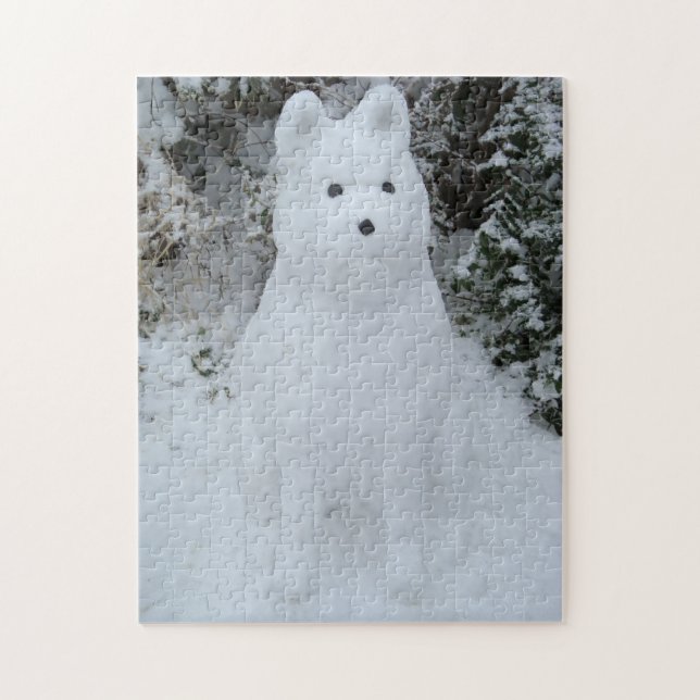 lustiger Schnee akita Snowmann fotografisch (Vertikal)