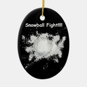 Lustiger Schneeballkampf-Weihnachtsbaumschmuck Keramik Ornament