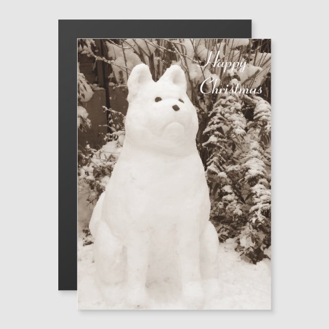 lustiger Schneehundsänger für Weihnachten Magneteinladung (Vorne/Hinten)