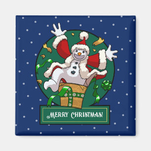 Lustiger Schneemann Frohe Weihnachten Überraschung Magnet