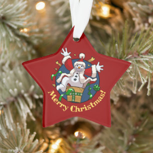 Lustiger Schneemann Frohe Weihnachten Überraschung Ornament