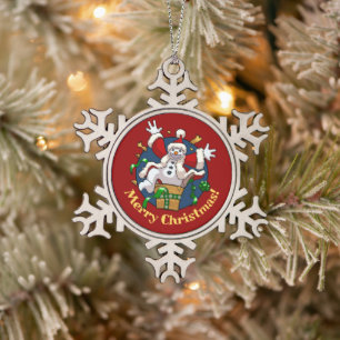 Lustiger Schneemann Frohe Weihnachten Überraschung Schneeflocken Zinn-Ornament