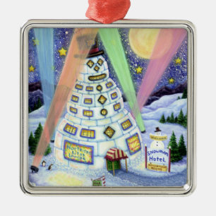 LUSTIGER SCHNEEMANN HOTEL, NÖRDLICHE LICHTER UND P ORNAMENT AUS METALL