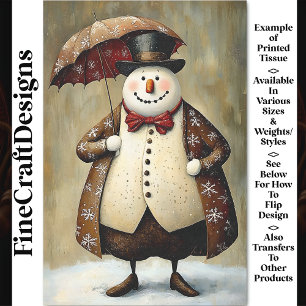 Lustiger Schneemann im Outfit mit Regenschirm BA9  Seidenpapier