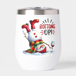 Lustiger Schneemann mit dem Text "Bottoms Up" pers