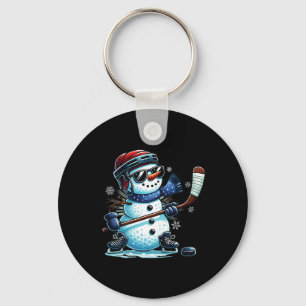 Lustiger Schneemann spielt Eishockey Liebhaber Jun Schlüsselanhänger