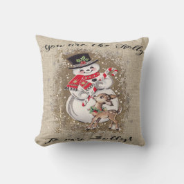 Lustiger Schneemann und Ren! So niedlich… Kissen