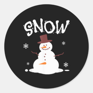 Lustiger Schneemann und Schneefräse passendes Paar Runder Aufkleber