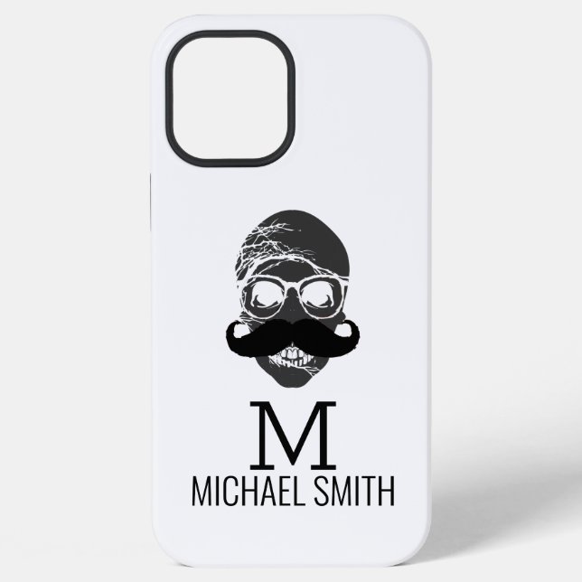 Lustiger Schnurrbart-Monogramm iPhone 12 Pro Max Hülle (Rückseite)