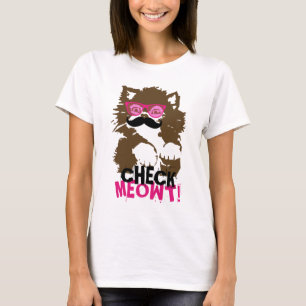 Lustiger Schnurrbart-Sonnenbrille-Karo Meowt! T - T-Shirt