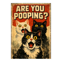 Lustiger Schockierter Katzen Poster | Badezimmer H