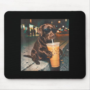 Lustiger Schokoladen-Labrador, der Kaffeegetränke- Mousepad