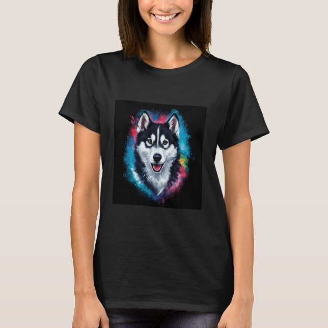 Lustiger schöner Husky T-Shirt (Vorderseite)