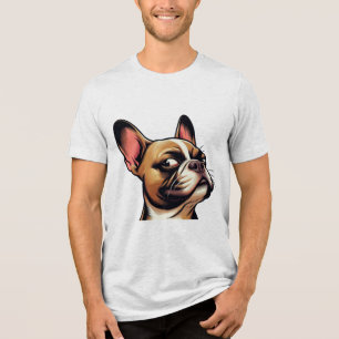 Lustiger Schräger-Blick-Frenchie - Urteilender Fra Tri-Blend Shirt