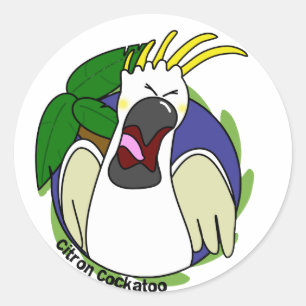 Lustiger schreiender zitronengelber Cockatoo Runder Aufkleber