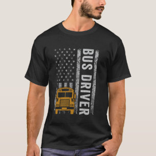 Lustiger Schulbusfahrer USA Amerikanische Flagge f T-Shirt