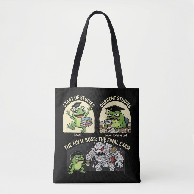 Lustiger Schülerfrosch Abschlussprüfung Level Boss Tasche (Vorderseite)