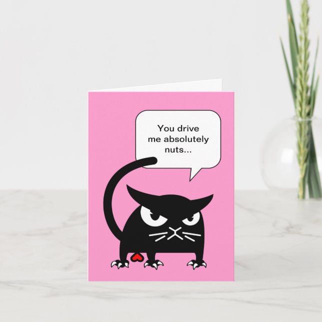 Lustiger schwarze Katzen-Valentinstag kardiert | Feiertagskarte (Vorderseite)