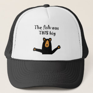 Lustiger schwarzer Bär, der Fisch-Geschichte Truckerkappe