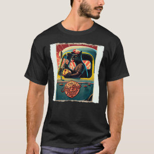 Lustiger schwarzer Katzen-LKW-Fahrer Hot Dogs für T-Shirt