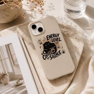 Lustiger schwarzer Katzenkaffee iPhone 15 Hülle