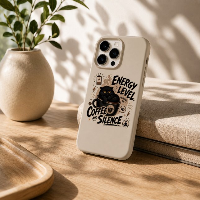Lustiger schwarzer Katzenkaffee iPhone 15 Pro Hüll Hülle (Von Creator hochgeladen)