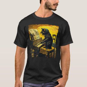 Lustiger schwarzer Katzenpianist Maiskolben T-Shirt